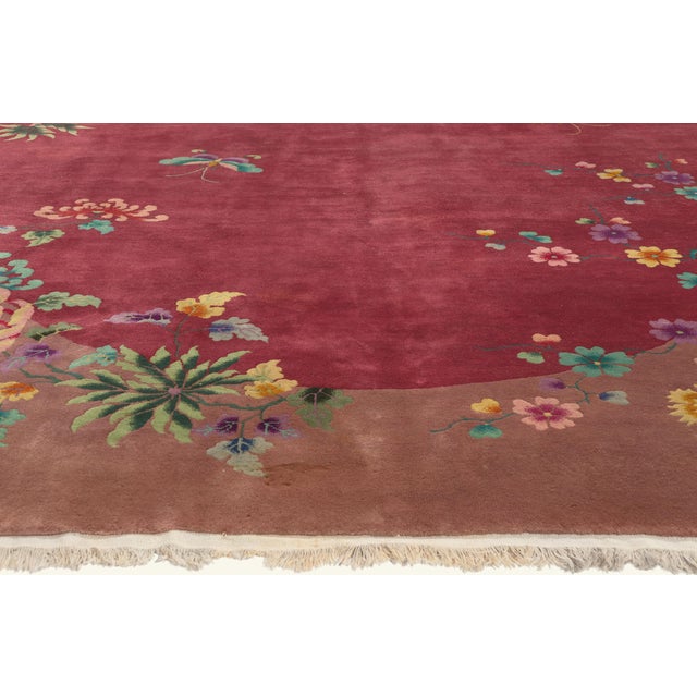 Vintage Chinese Art Deco Rug, 09'07 X 13'05 For Sale - Image 4 of 10