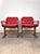 1970s Pair Red Leather/ Rosewood Framed “Siesta Arm Chairs” by Norwegian Designer Ingmar Relling for Westnofa For Sale - Image 10 of 12
