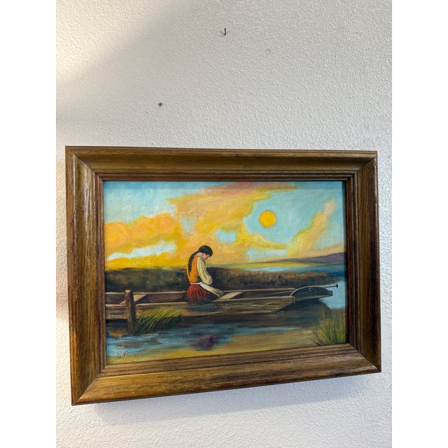 “ a really pretty painting of Heinrich Vosberg’s “ Alone and Forsaken” 17” x 13” x 1” original wood frame . Oil on hard...