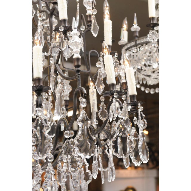 Early 20th Century XL 18-Light Crystal & Bronze Louis XV Chandelier France For Sale - Image 9 of 14