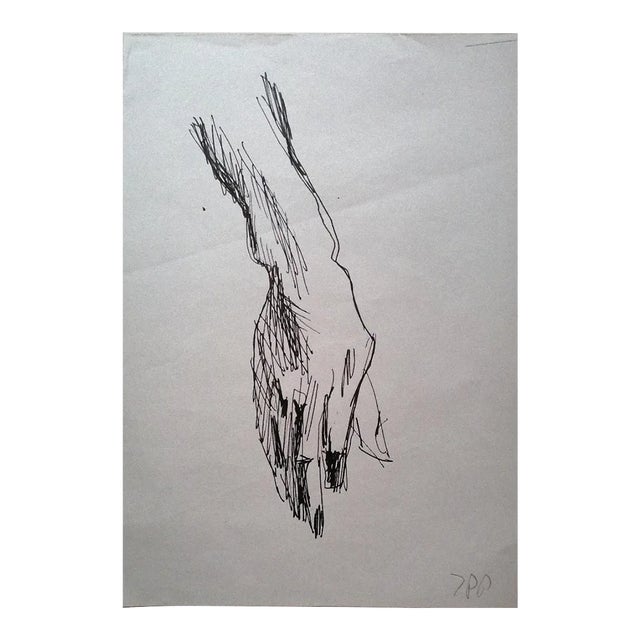 Unknown, Study of a Hand, Original Drawing on Tissue Paper, Mid-20th Century For Sale