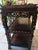 Antique Chinese Black Lacquer & Mother-of-Pearl Marble Top Tiered Table Late 19th Century | Qing Dynasty Influence For Sale - Image 11 of 12