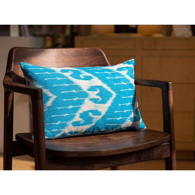 1990s Handmade Silk Ikat Lumbar Cushion Cover For Sale - Image 4 of 9