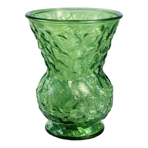 Vintage Cleveland Art Glass Textured Green Vase– Mid-Century Brutalist Style – 8”