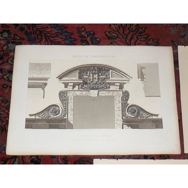 This set of five (5) imperial folio size 19th century steel engravings depict architectural details of the Palais de...