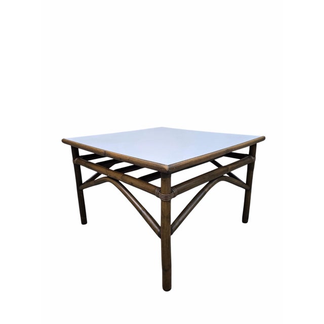 Vintage Modern Coastal Bamboo Side Table by Vogue Rattan For Sale - Image 9 of 9