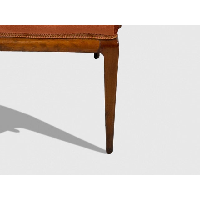 Osvaldo Borsani, Italian Modern, Cherrywood, Velvet, Armchair, Italy, 1950s For Sale - Image 9 of 10