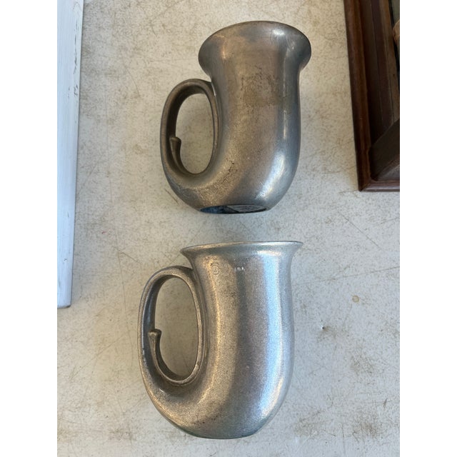 Mid 20th Century RWP Wilton Trumpet Pewter Beer Mug Pair -2 For Sale - Image 4 of 11