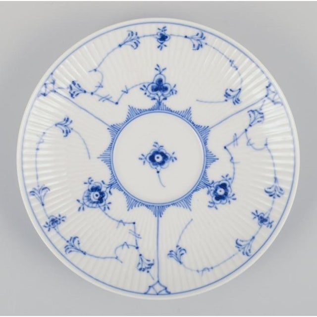 Ceramic Blue Fluted Plain Tea Cups with Saucers from Royal Copenhagen, 1970s, Set of 6 For Sale - Image 7 of 9