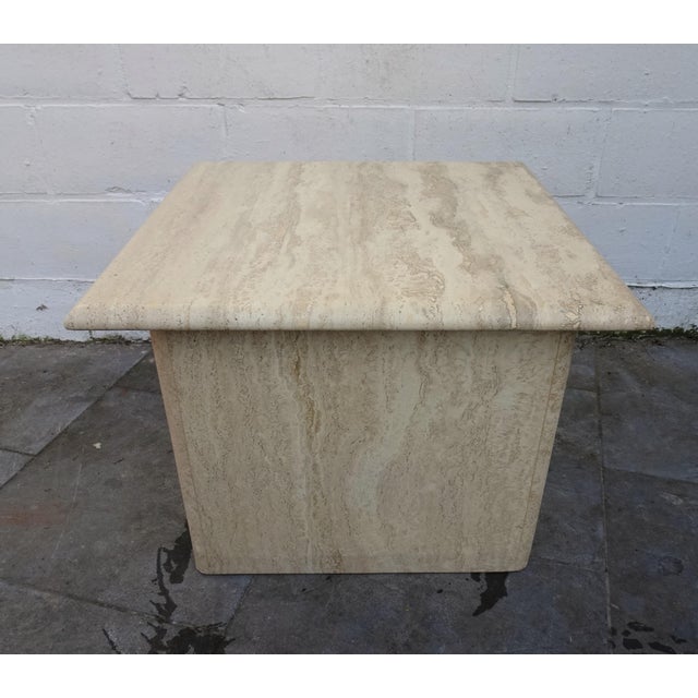 Italian Travertine Square Side Table, 1970s, in Good conditions. Designed 1970 to 1979