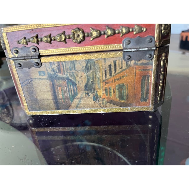 French Late 19th Century Antique French Jewelry Box, Mademoiselle Grimpell With a Blue Ribbon For Sale - Image 3 of 7