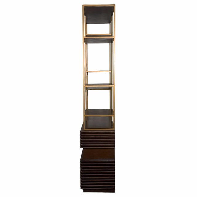2020s Studio a Home Oslo Etagere in Dark Ash Wood and Brass-Bronze Finished Metal For Sale - Image 5 of 12