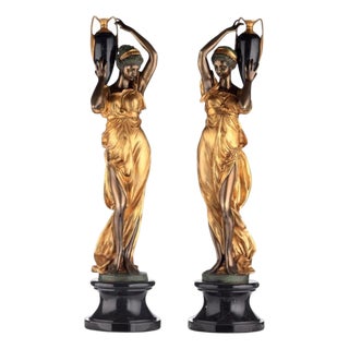 Bronze and Marble Sculptures, Set of 2 For Sale
