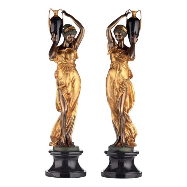 Bronze and Marble Sculptures, Set of 2 For Sale