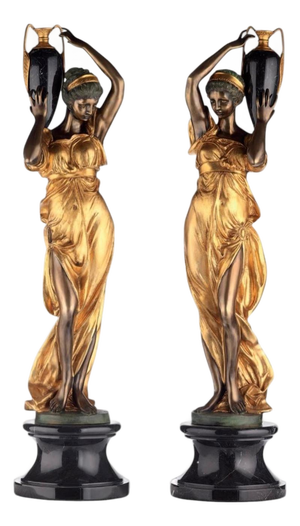 Bronze and Marble Sculptures, Set of 2