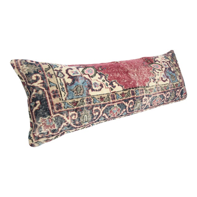 Vintage Traditional Anatolian Geometric Lumbar Cushion Cover -16'' X 44'' For Sale