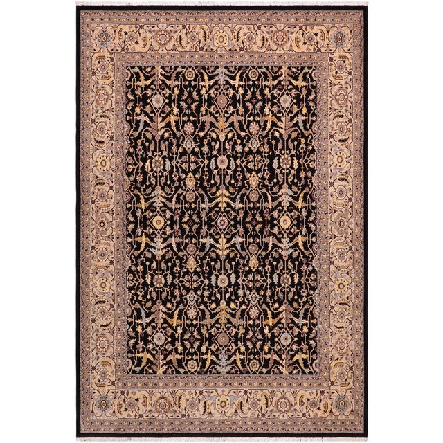 Beige Shabby Chic Black/Beige Wool Rug - 8'2'' X 9'9'' For Sale - Image 8 of 10