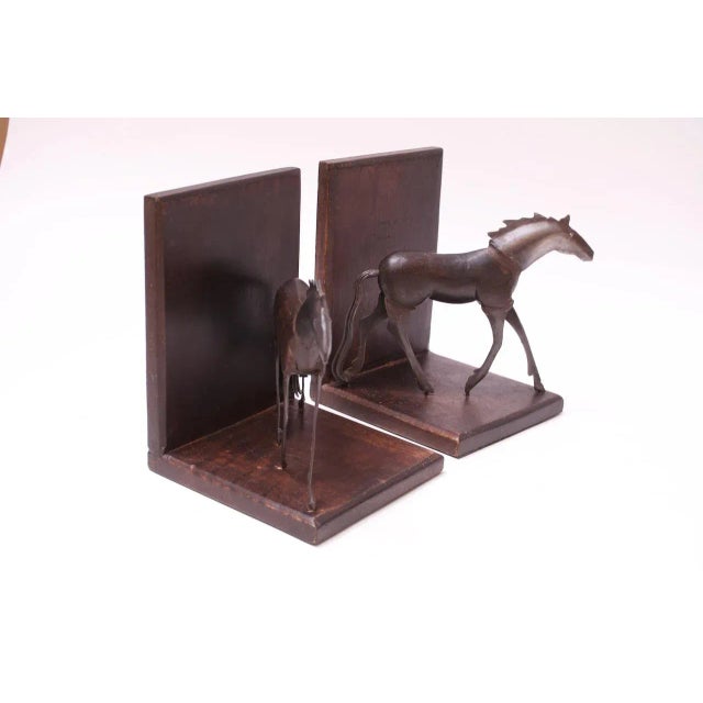 1970s Brutalist Metal and Wood Horse Bookends - a Pair For Sale - Image 5 of 13