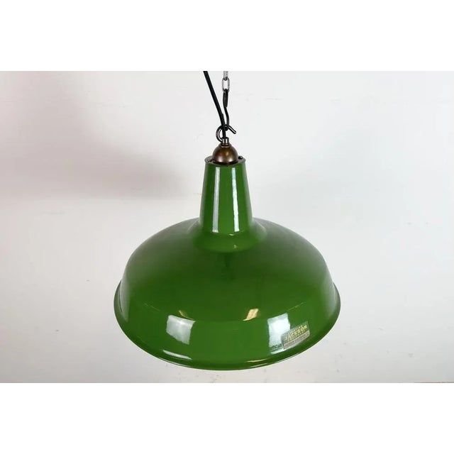Industrial Green Enamel Factory Pendant Lamp from Jackson Electrical Co., 1960s For Sale - Image 6 of 18