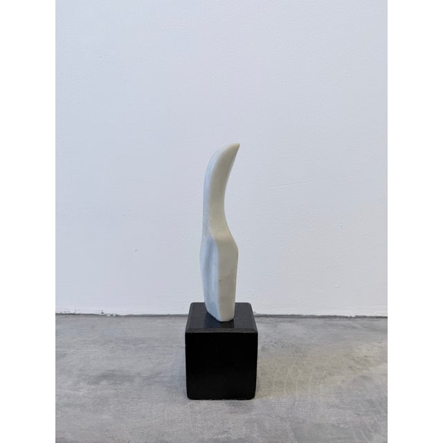 Stone Fatima Fontes Abstract Carrara Marble Sculpture on Granite Base, Brazil 1990s For Sale - Image 7 of 13