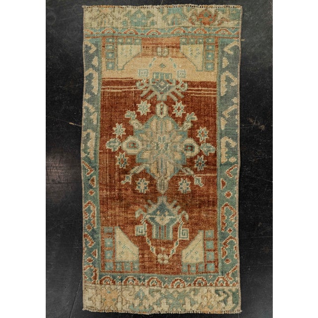 Chocolate Turkish Mini Rug Oriental Hand Knotted Vintage Rug 1'6" x 2'10" #21143 For Sale - Image 8 of 8