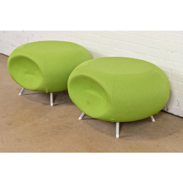 Modern Pebble Scalloped Stools or Ottomans by Allermuir, Pair For Sale - Image 10 of 10