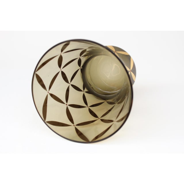 Mid-Century Smoked Glass Vase with Gold Decoration, 1950s For Sale - Image 9 of 13