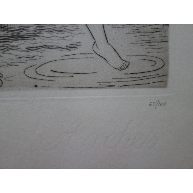 Pierre Dubreuil, Bather in a Hammock, Original Signed Engraving For Sale - Image 6 of 7