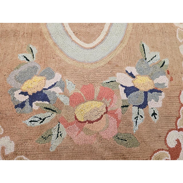 Vintage Hand-Hooked Rug, Floral Pattern, Wool & Cotton, American Folk Art, 3x4 For Sale - Image 13 of 14