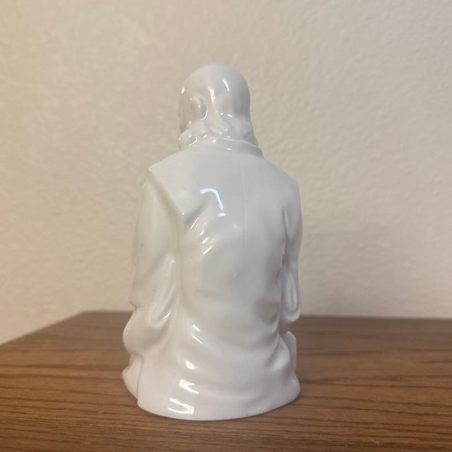 Mid-20th Century Japanese Blanc De Chine Style White Porcelain Seated Okimono Figurine For Sale - Image 4 of 8