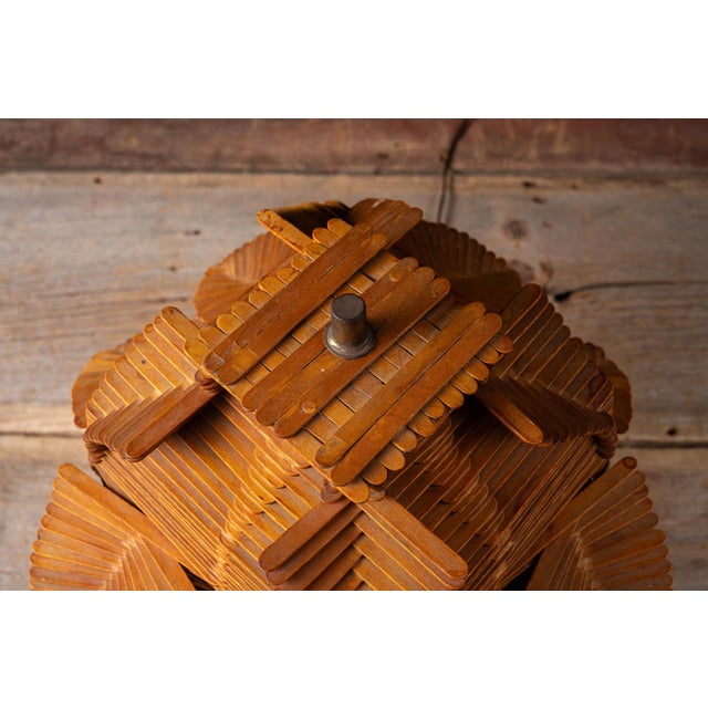 Mid Century Tramp Art Wood Table Lamp For Sale In Chicago - Image 6 of 7