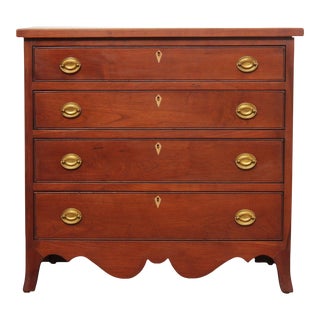 Late 20th Century American Hepplewhite Style Bench Made Cherry Chest of Drawers For Sale