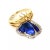 Diamond & Blue Enamel 14k Two Tone Gold Double Wing Butterfly Ring - Size 6 For Sale - Image 4 of 7