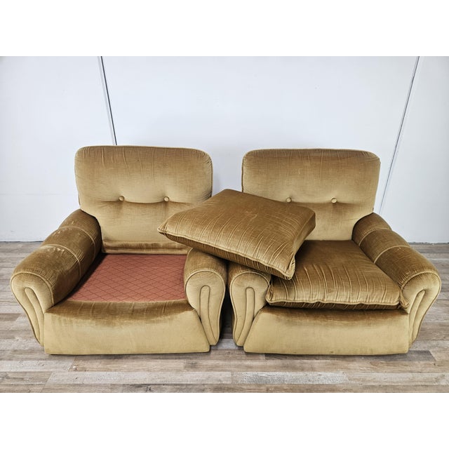 Vintage Italian Fabric Armchairs, 1970, Set of 2 For Sale - Image 14 of 18
