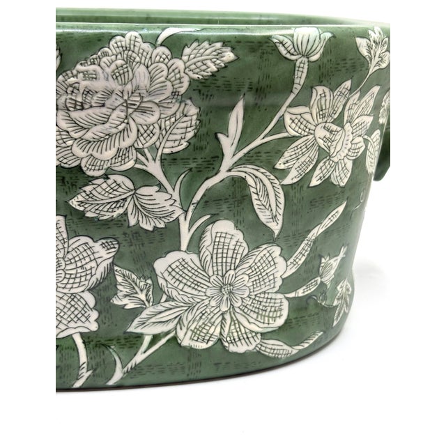 Vintage Green Chinoiserie Decorative Ceramic Planter / Vessel by Andrea Sadek For Sale - Image 9 of 12