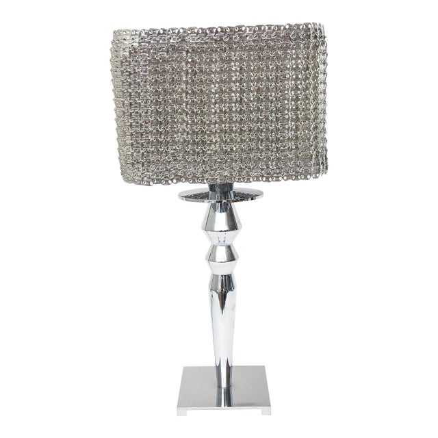 Italian Visionaire Isotta Chain Link Luxury Silver Table or Console Lamp For Sale