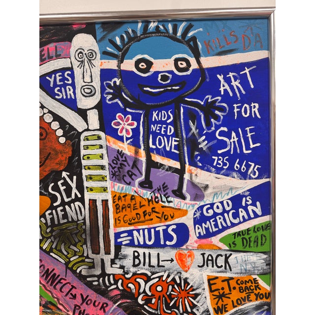 God Bless America Neo-Expressionist Painting in the Spirit of the Basquiat Signed S. Solomon, 1982 For Sale - Image 12 of 12