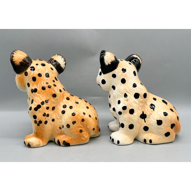 Shafford China Vintage Shafford Japan Ceramic Leopard Cub Figurines — Hand-Painted Pair — Hollywood Regency / Whimsical For Sale - Image 4 of 10