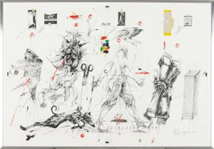 Large "Elements & Documents Utilises" Lithograph by Vladimir Velickovic, France