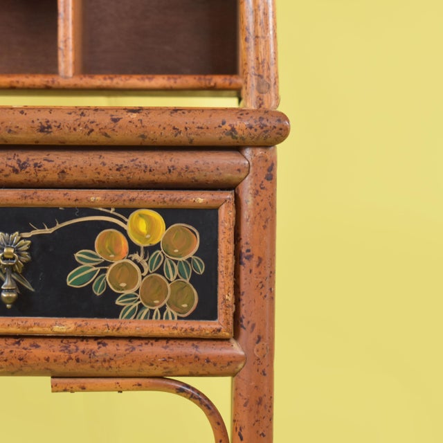 1970s 1970s Faux Tortoise Hand-Painted Pagoda Desk With Hutch For Sale - Image 5 of 5