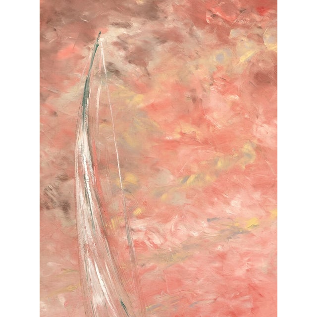 Light Pink 72" Tall Abstract Modern Sailboat Original Painting on Canvas For Sale - Image 8 of 12