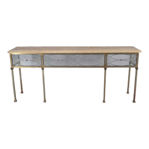 Glass and Metal Console With Stone Top