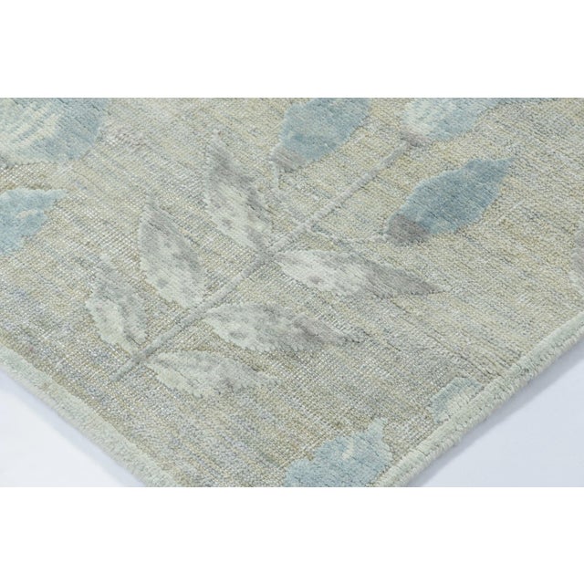 2010s Rug & Kilim’s Block Print Rug With Beige-Gray and Steel Blue Florals For Sale - Image 5 of 7