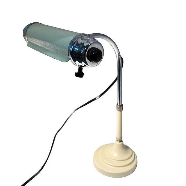 Metal 1950s Streamline Modern Chrome & Enameled Bankers Desk Lamp by Radionic For Sale - Image 7 of 7