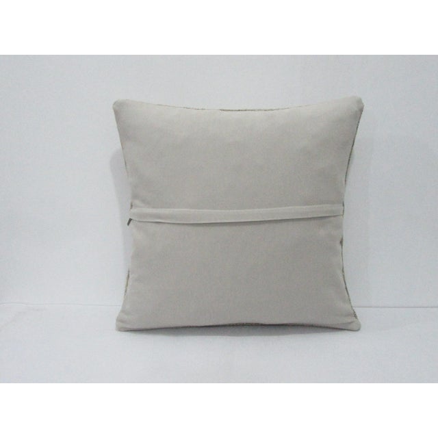 Shabby Chic Distressed Ivory & Blue Pillow Cover For Sale - Image 3 of 4