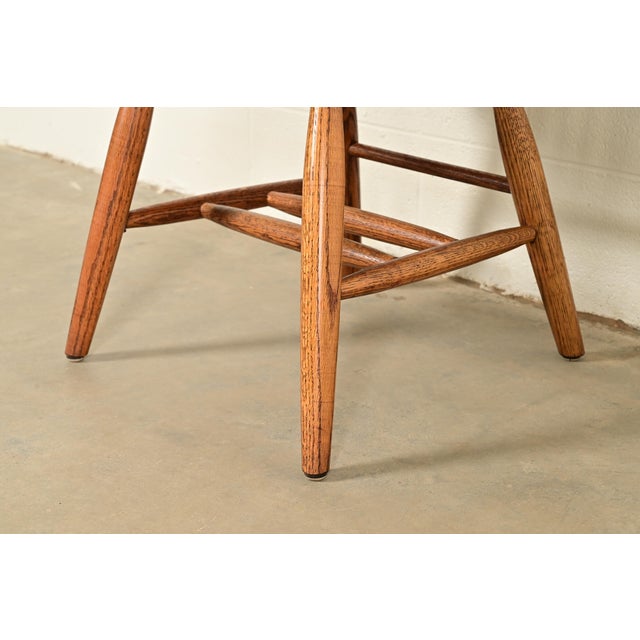 Stickley Style American Colonial Solid Oak Spindle Back Windsor Side Chairs or Dining Chairs, Pair For Sale - Image 9 of 13