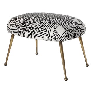 Mid-Century Black and White Geometric Footstool, Italy, 1950 For Sale