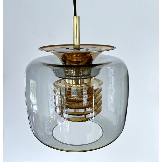Vintage Gilded Glass Pendant Light from Erco, 1970s For Sale - Image 11 of 13