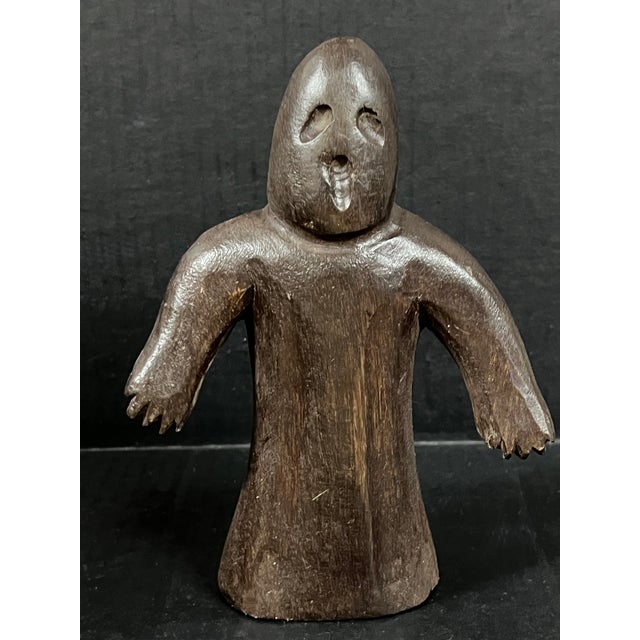 Set of Four Folk Art Carved Wooden Ghost Sculpture For Sale - Image 9 of 9