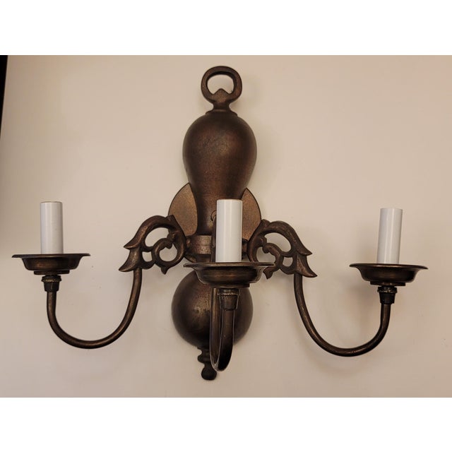 Mid 20th Century Bronze 3-Light William's Burge Style Sconce For Sale In Los Angeles - Image 6 of 6